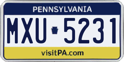 PA license plate MXU5231
