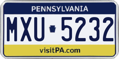 PA license plate MXU5232