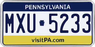 PA license plate MXU5233