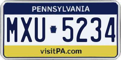 PA license plate MXU5234
