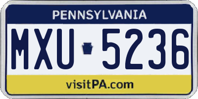 PA license plate MXU5236