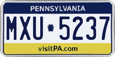 PA license plate MXU5237