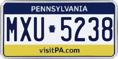 PA license plate MXU5238