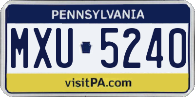 PA license plate MXU5240