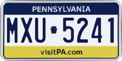 PA license plate MXU5241