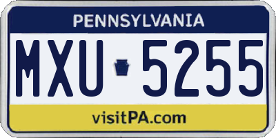 PA license plate MXU5255