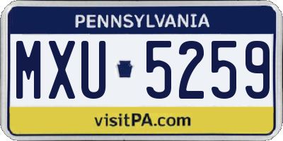 PA license plate MXU5259