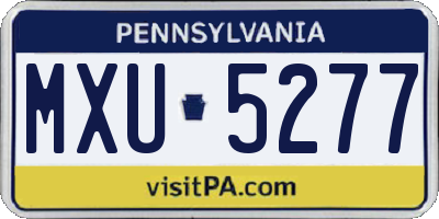 PA license plate MXU5277