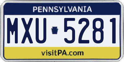 PA license plate MXU5281