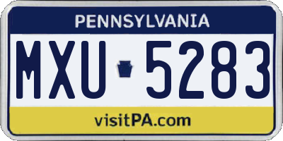 PA license plate MXU5283