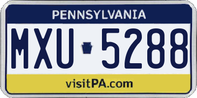PA license plate MXU5288