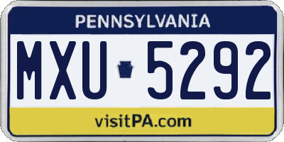 PA license plate MXU5292