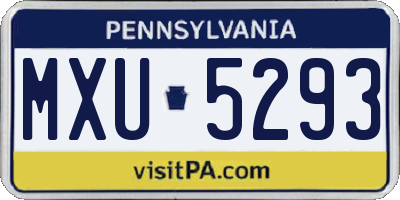 PA license plate MXU5293