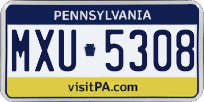 PA license plate MXU5308