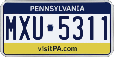 PA license plate MXU5311