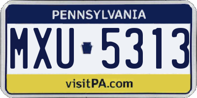 PA license plate MXU5313