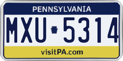 PA license plate MXU5314