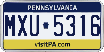 PA license plate MXU5316