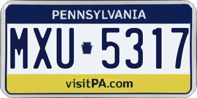 PA license plate MXU5317