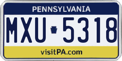 PA license plate MXU5318