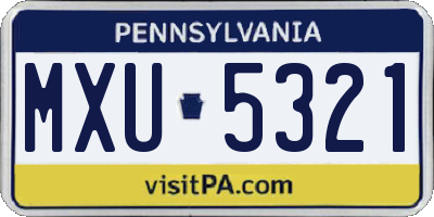 PA license plate MXU5321