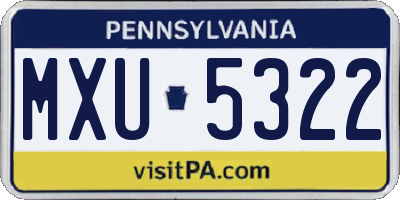 PA license plate MXU5322