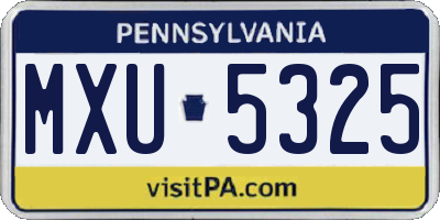 PA license plate MXU5325