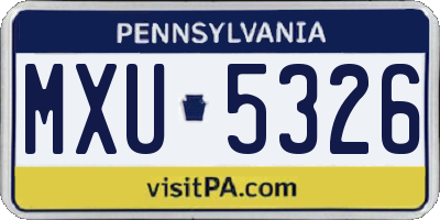 PA license plate MXU5326