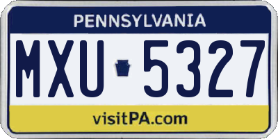 PA license plate MXU5327