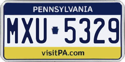 PA license plate MXU5329