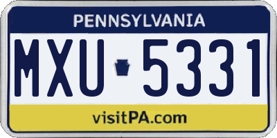 PA license plate MXU5331