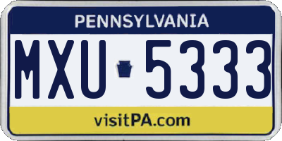 PA license plate MXU5333