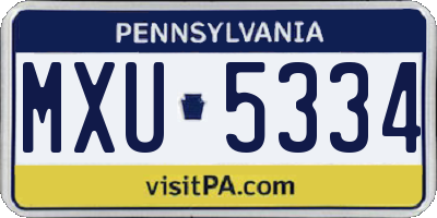 PA license plate MXU5334