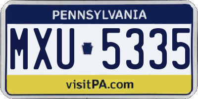 PA license plate MXU5335