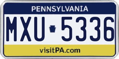 PA license plate MXU5336
