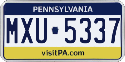 PA license plate MXU5337