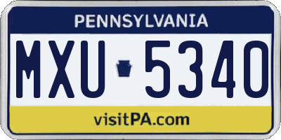 PA license plate MXU5340