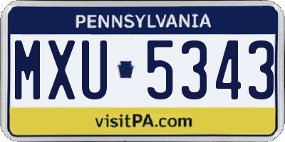 PA license plate MXU5343