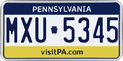 PA license plate MXU5345