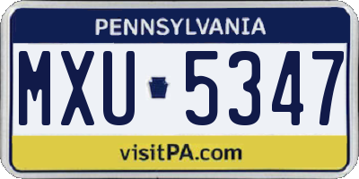 PA license plate MXU5347