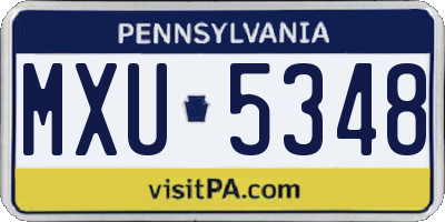 PA license plate MXU5348