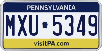 PA license plate MXU5349