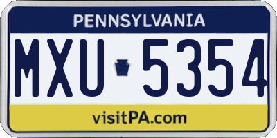 PA license plate MXU5354
