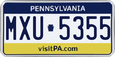 PA license plate MXU5355