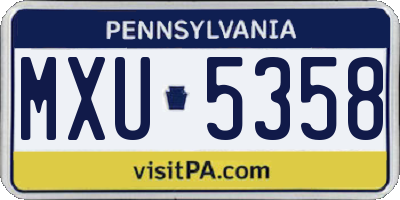 PA license plate MXU5358