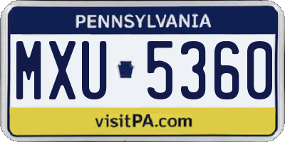 PA license plate MXU5360