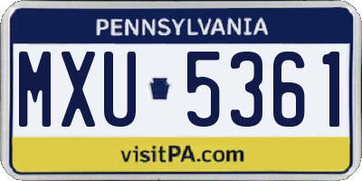 PA license plate MXU5361