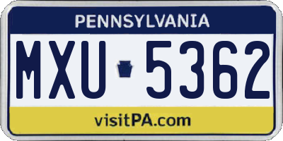 PA license plate MXU5362