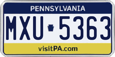 PA license plate MXU5363