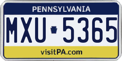 PA license plate MXU5365